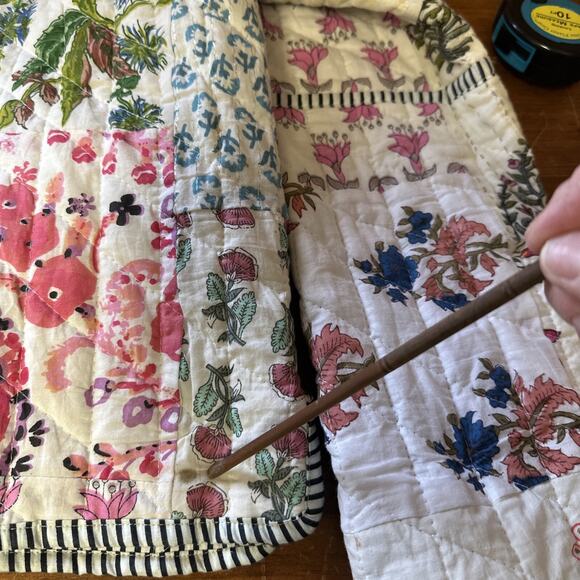 Patchwork Jacket Cotton Reversible Quilted Nantucket Cottage Core - Picture 10 of 16